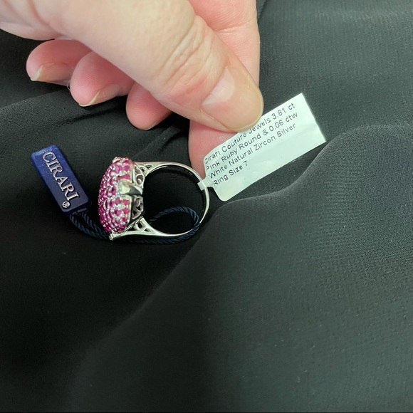 Ruby (natural) and White zircon ring in silver - Picture 10 of 12